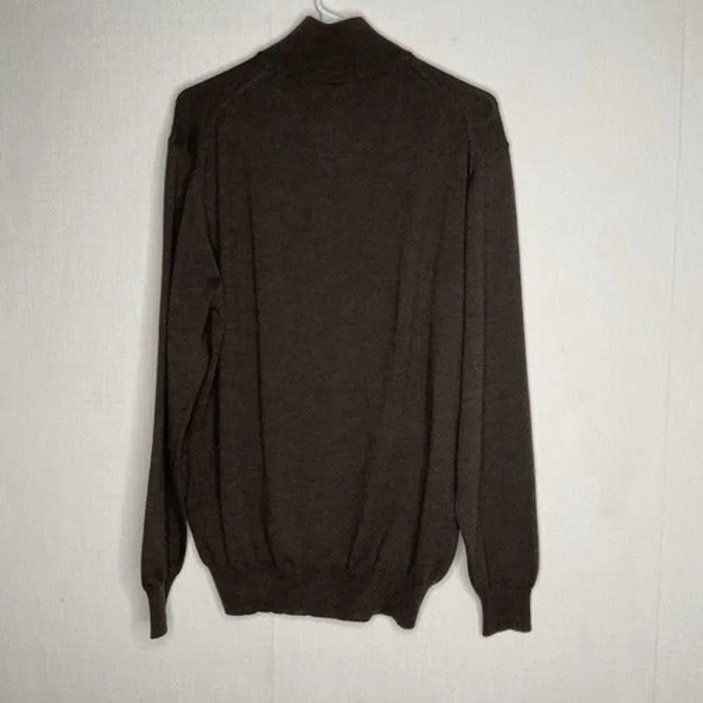 Paul Frederick 100% Merino Wool 1/4 Zip Sweater Pullover Men Size Large‎ Brown